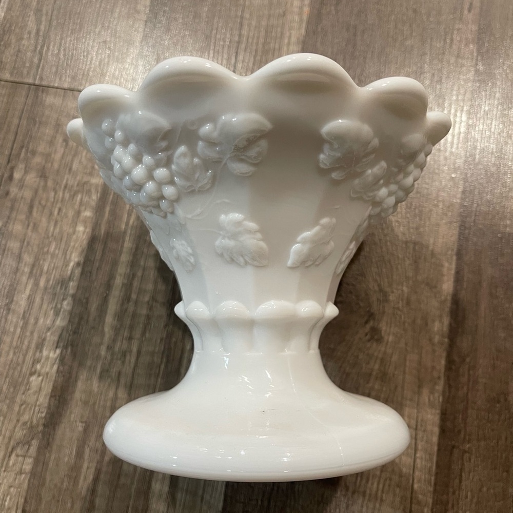 Westmoreland paneled dish grapes milk glass Cottagecore mid century Vintage